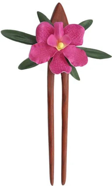 Tiki ORCHIDEEN Blüten HAARNADEL-SCHMUCK Retro VINAGE Tessa Magenta Rockabilly