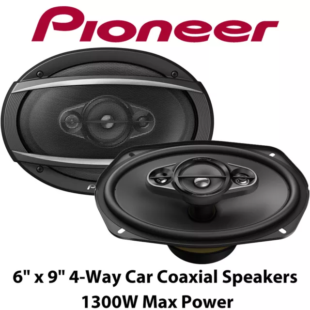 Pioneer TS-A6980F - 6" x 9" 4-Way Car Coaxial Shelf Speakers 1300W Max Power BN