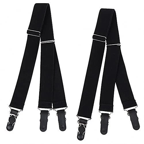 Shirt Stays Garter Belt Suspenders Elastic Holder Adjustable Sock Black