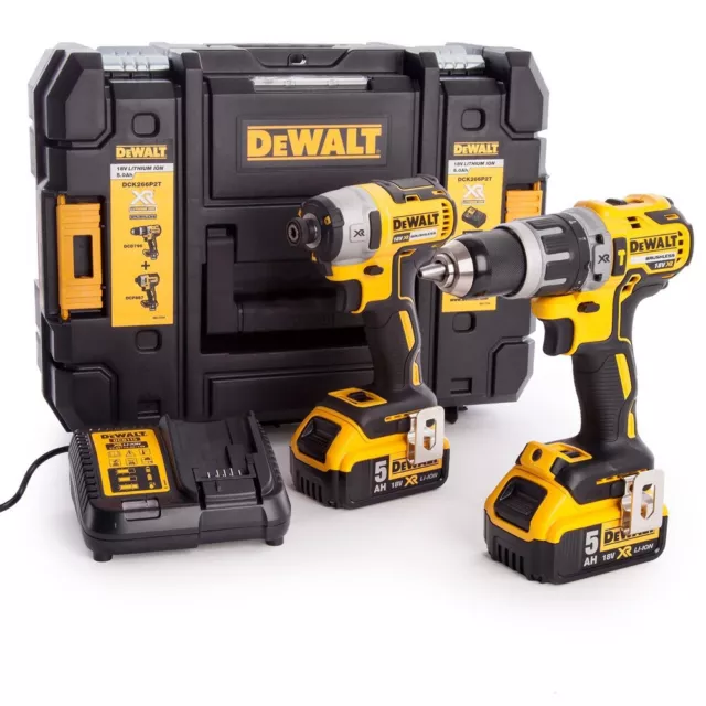 DeWalt DCK266P2T 18V XR Brushless Combi Drill & Impact Driver Twin Pack With ...