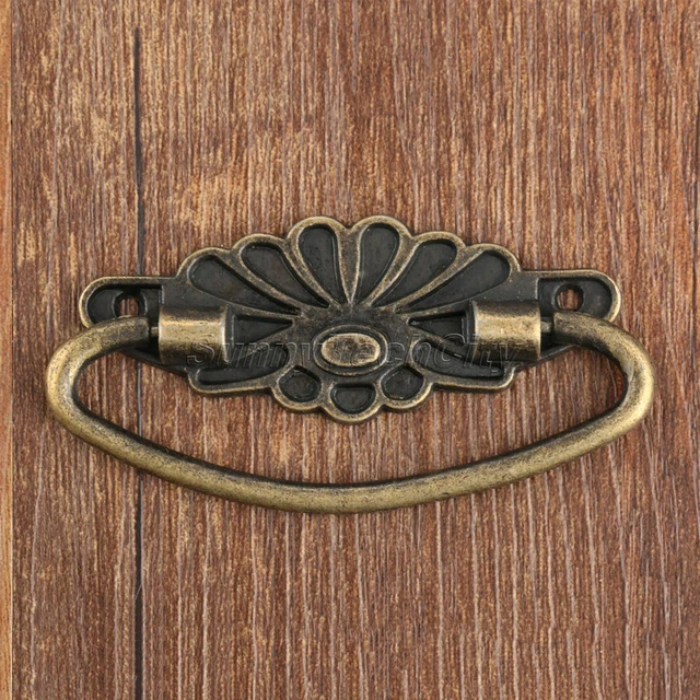 4x Vintage Cabinet Pull Handles Cupboard Wardrobe Door Rings Drawer Bin Knobs