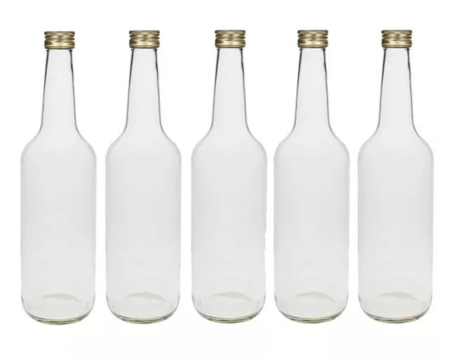 10 x Flaschen Geradh Glasflaschen mit Schraubverschluß Silber 0,7l 700ml