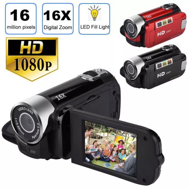 HD 1080P 2.7'' LCD Camcorder 16MP 16X Zoom Digital Video Camera CMOS Sensor