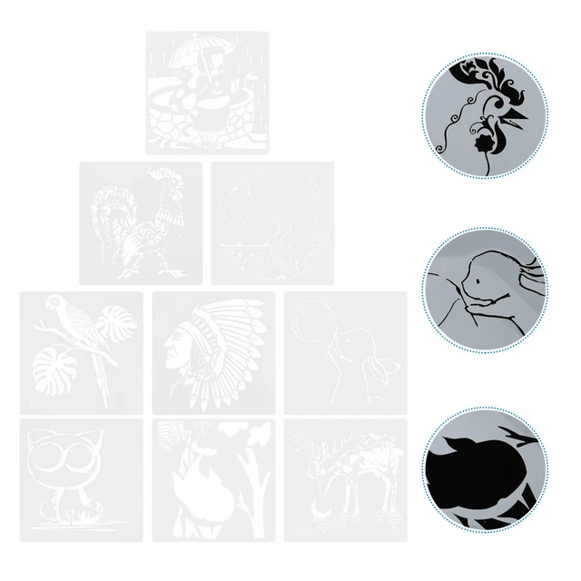 Stencil Animali Riutilizzabili - 12 Pezzi Per Pittura, Lavabili, Per Tessuti E Fai Da Te - Foto 10