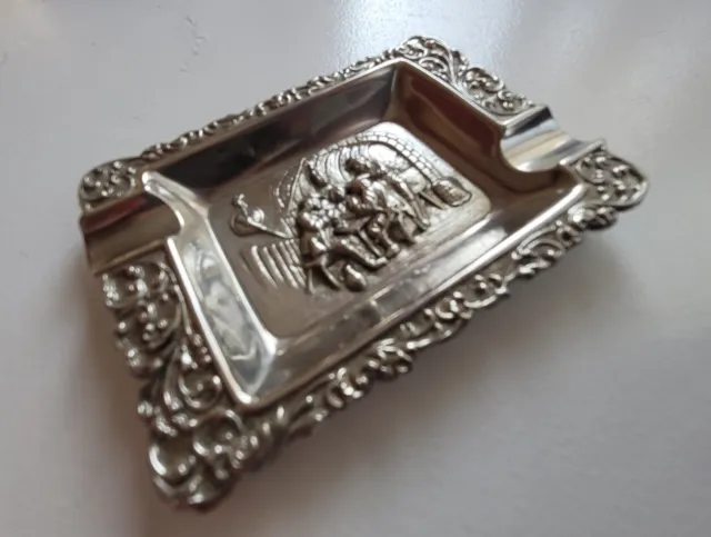 Gorgeous Antique Dutch Repousse Silver Plated Ashtray