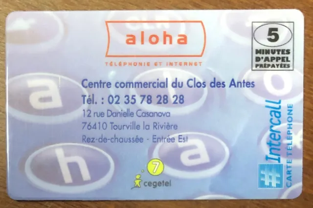 Aloha Tourville Intercall Prepayée Prepaid Telecarte Scheda Calling Card Carte