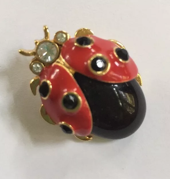 ST. JOHN COLLECTION Jewelry Gold Time Red & Black Ladybug  Pin - Brooch