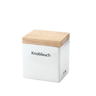 Continenta Vorratsdose mit Holzdeckel 14 x 12 x 15,5 cm weiß Keramik 3921