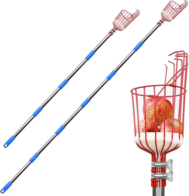 2 Pack Fruit Picker Tool, 8FT and 13FT Fruit Picker Pole with Basket