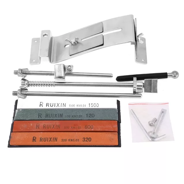 Stainless Fix-angle Sharpening System +4 Whetstones Kitchen Knife Sharpener Tool