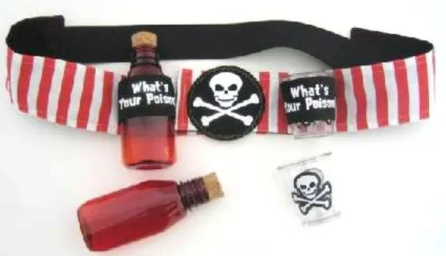 Pirate What's Your Poison Drink Belt With Bottle And Shot Glass