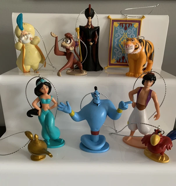 10 DISNEY ALADDIN Christmas Tree Decorations Small Figures Xmas Inc ...