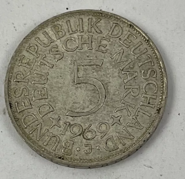 1969 J. Germany 5 Mark Silver Coin