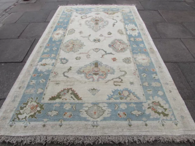 Vintage Traditional Hand Made Turkish Oushak Oriental Wool White Carpet 293x186