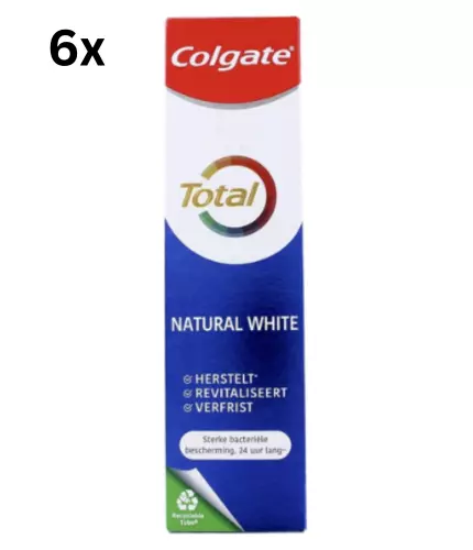 Colgate Zahnpasta - Total - Natural White - 24h Aktiv Schutz - 6x75ml