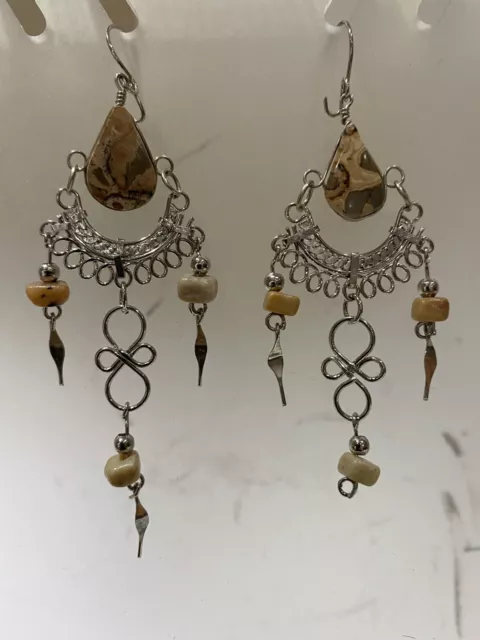 Blessed  Peruvian   Brown. Alpaca Silver Earrings