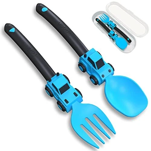 Construction Toddler Utensils - Forks Spoons Set - Portable Set for 1-5 years