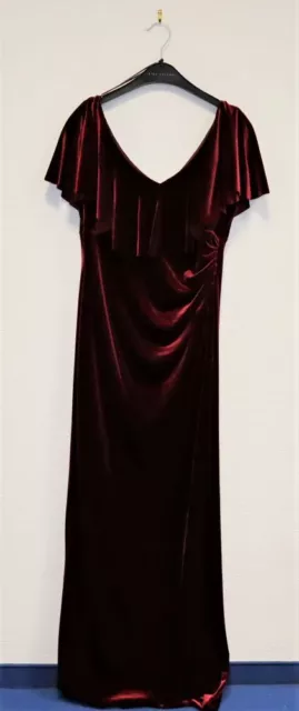 Gina Bacconi Vestido de Cóctel Mujer Vestido Maxi Terciopelo, Vino, 38
