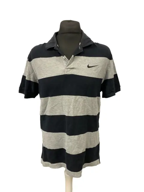 Nike Golf Polo Camisa T.L A Rayas Gris Negro Algodón Hombre Deportivo Q752