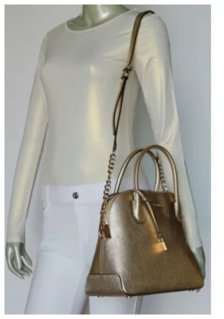 MICHAEL KORS STUDIO Mercer LARGE Pale Gold Dome Leather Satchel