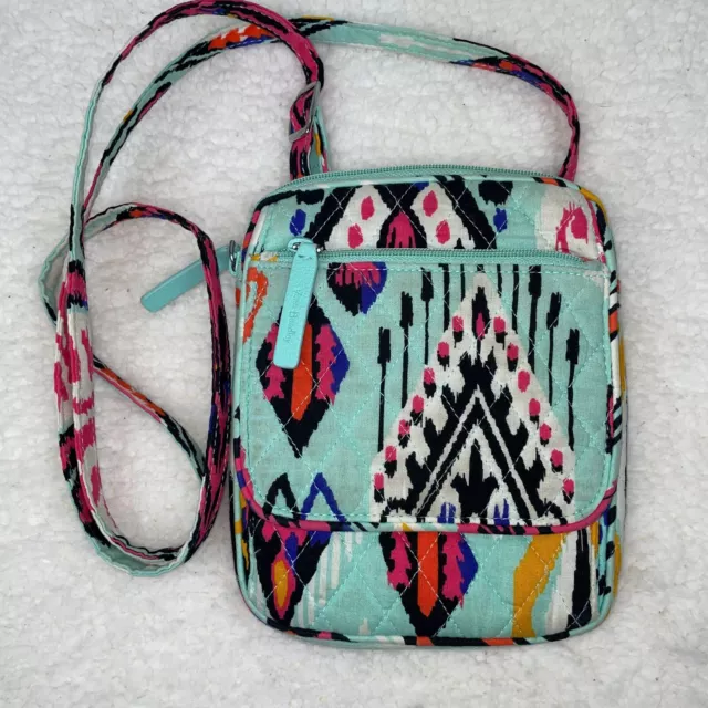 Vera Bradley Mini Hipster Crossbody Bag Pueblo Print Colorful Turquoise Purse