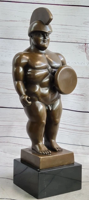 100% Bronze Soldier Warrior Lost Wax Method by Fernando Botero Sculpture Gift