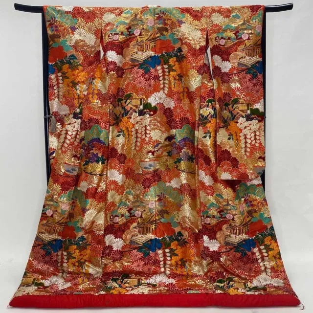 Japanese kimono colored uchikake furisode  vintage furisode silk 1492