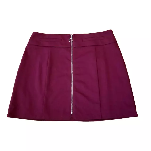 Candie's Mini Pencil Skirt Womens Size Large Y2K Zip Front Stretch Purple Lined