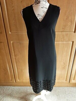 Stunning Sleeveless Black Crepe Dress With Beaded Hem - Next Size12T BNWT rrp£75
