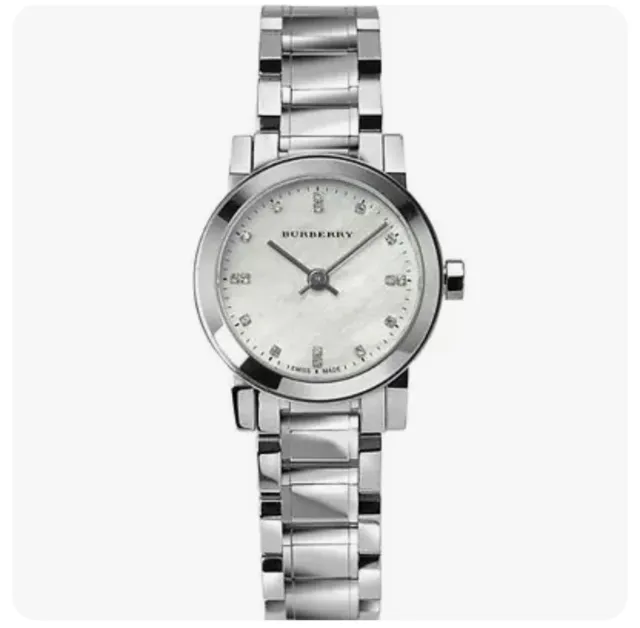 Burberry BU9224 Mother of Pearl Diamond Stainless Steel Ladies 26mm Watch & Box