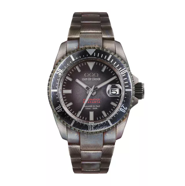 Out of Order AUTOMATICO QUARANTA Acciaio Datario Nero Vintage Orologio Unisex