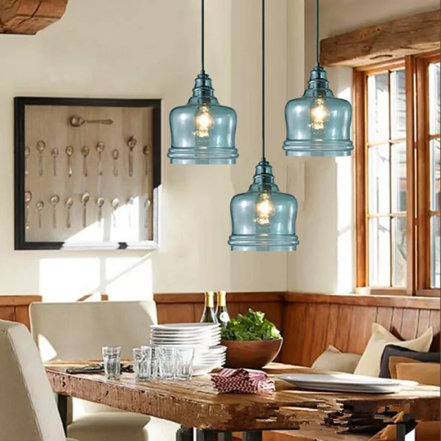 Bar Chandelier Lighting Glass Lamp Blue Pendant Light Kitchen Ceiling Lights