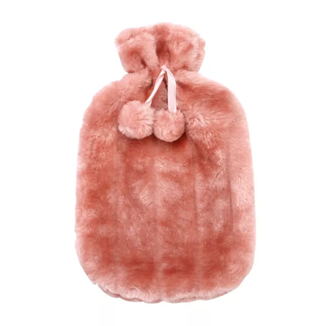 Hot Water Bottle With Pompom Knitted Cover Bag Soft Fluffy Rubber Winter Warmer