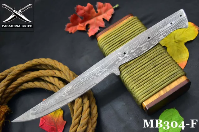Custom San Mai Damascus Steel Blank Blade Fillet Hunting Knife Handmade (MB304-F