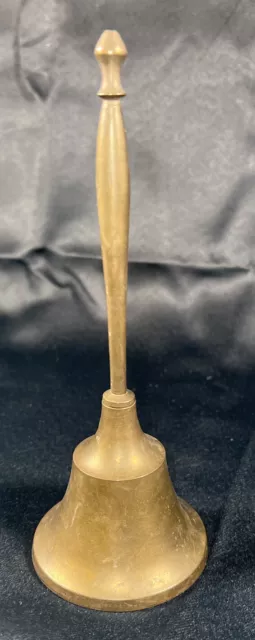 Vintage Brass School Teacher Hand Bell, Dinner, Door,shop w/ long  stick handle