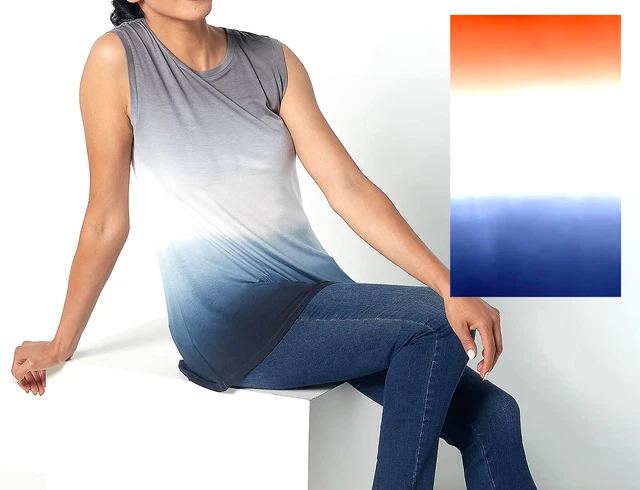 Attitudes by Renee Dip Dye Tunic Tank- GLAZED GINGER / NAVY, LARGE A455043