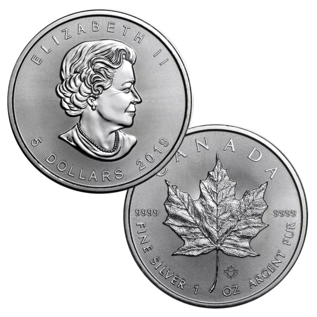 2019 1 oz $5 .9999 Silver Canadian Maple Leaf BU