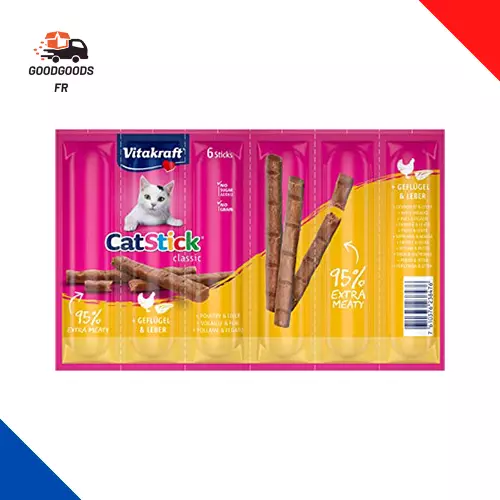 Cat-Stick Mini Friandise Premium Pour Chat Volaille -Sachet Fraîcheur - 6 Sticks