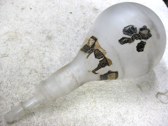 VINTAGE EMPTY RARE antique Auto-Fyr-Stop frosted glass fire