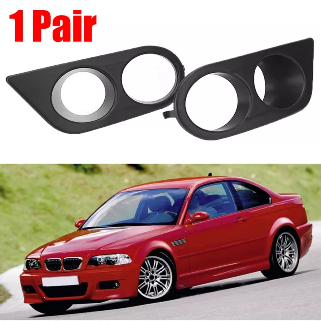 Pair Front Fog Light Lamp Surrounds Grille Cover For BMW E46 M3 2001-2006 Black