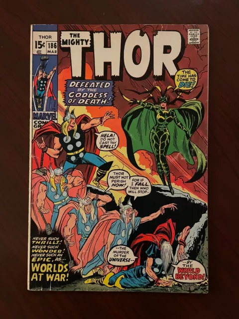 Mighty Thor #186 (Marvel Comics 1971) Bronze Age Stan Lee Hela 4.5 VG+