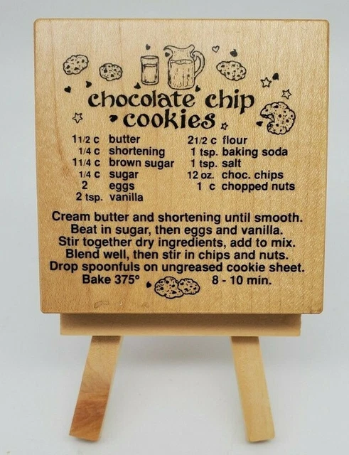 Vintage PSX Chocolate Chip Cookie Recipe Rubber Stamp Wood Mount '93 Retired HTF