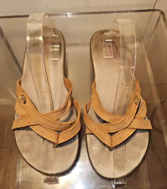 G.H. BASS & Co Sunjuns Thong Sandals Brown Leather Shoes size 8.5M 8.5 M Vintage