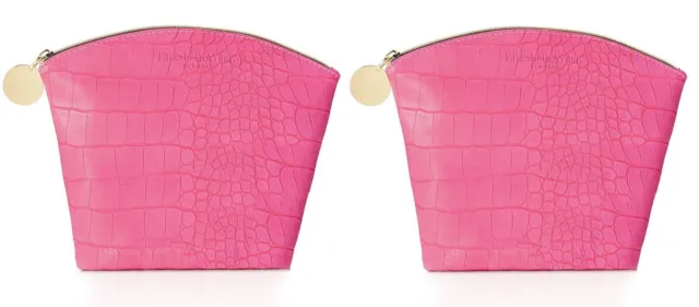 Elizabeth Arden Cosmetic Bag Makeup Pouch croc snake Pink Fuchsia set lot x 2