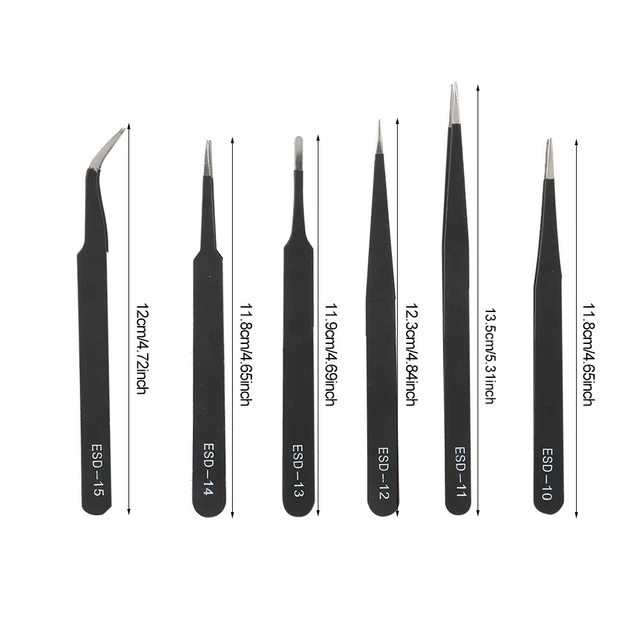 6pcs/Set Tweezers Set Anti-Static Watch Crafts Maintenance Repair Tool Kit HR6