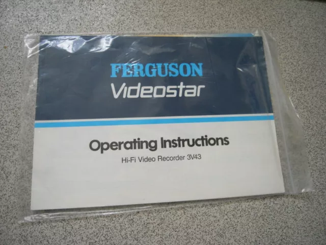 Ferguson Videostar 3v43 Hi-FI Video Recorder ORIGINAL OPERATING INSTRUCTIONS