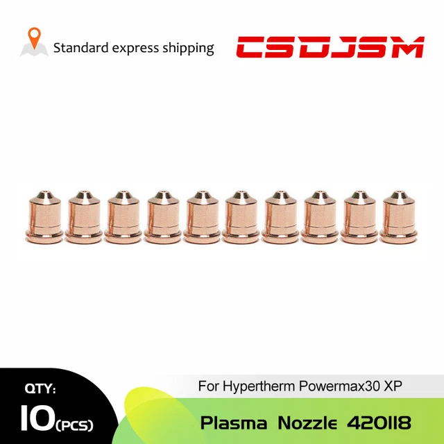 10Pcs 420118 Plasma Cutter Nozzle For Hypertherm Powermax30 XP Plasma Torch