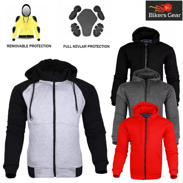 Herren Motorrad Jacke Kapuze Ce Schutz Protektor kevlar Gefüttert Fleece