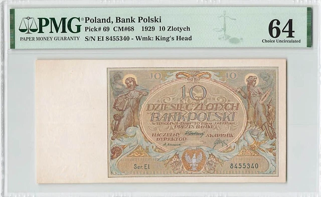 Poland 10 Zlotych 1929 P-69 PMG 64