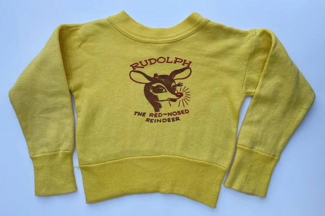 1950s Vintage Childrens Sweatshirt Rudolph The Red Nosed Reindeer Christmas